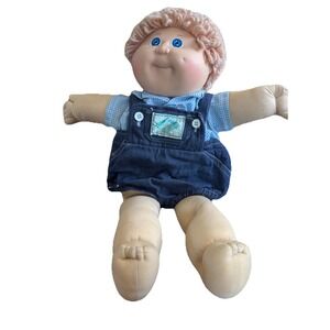 Cabbage Patch Doll Vintage Kids 1980s Boy Denim Overalls And Gingham